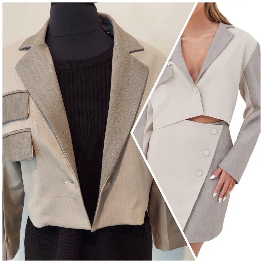 4TH & RECKLESS X Jourdan Sloane Cala two-tone crop blazer Sz M